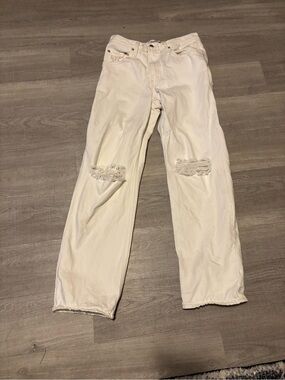 Levi’s Silver Tab Women’s 28 94’ Baggy Jeans White Distress Retro Straight Leg